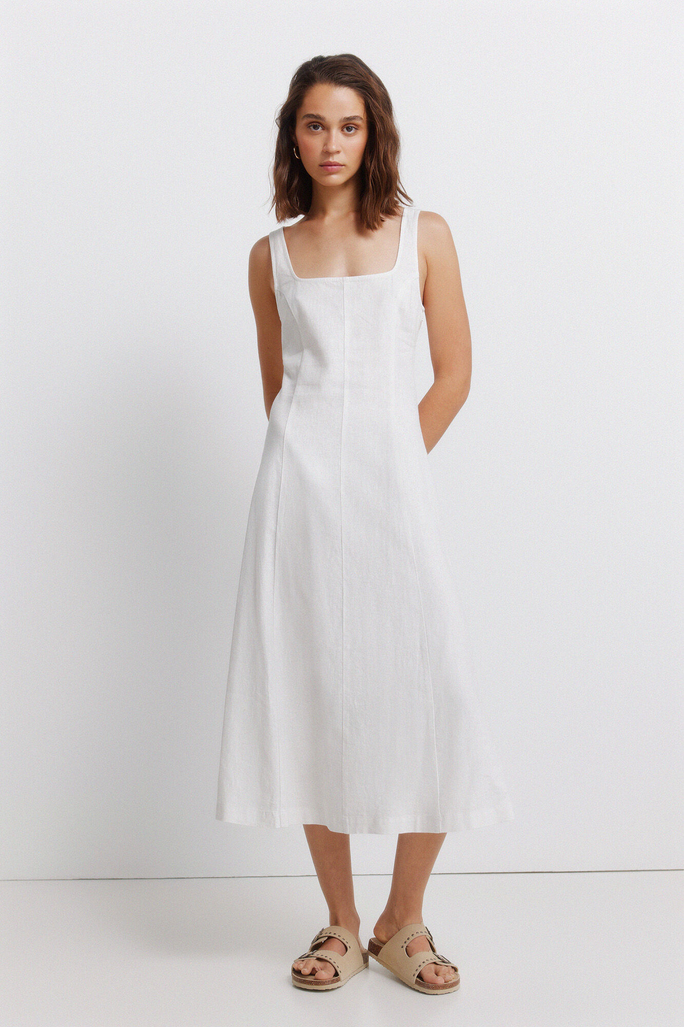 Springfield Linen midi dress with straps