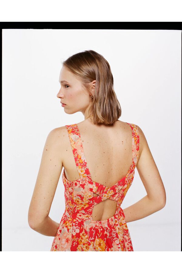Springfield Midi-Kleid Träger Rücken überkreuzt rot