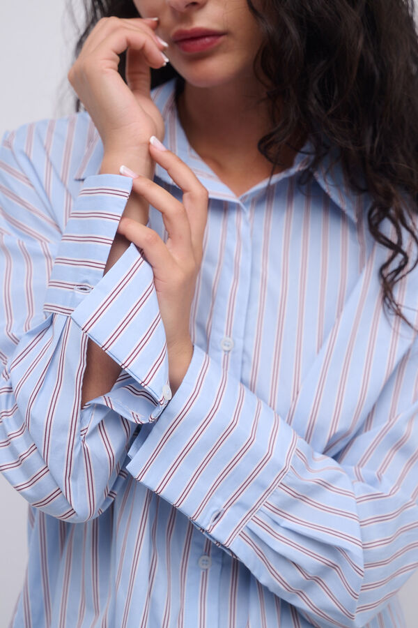 Only Camisa de rayas manga larga azul