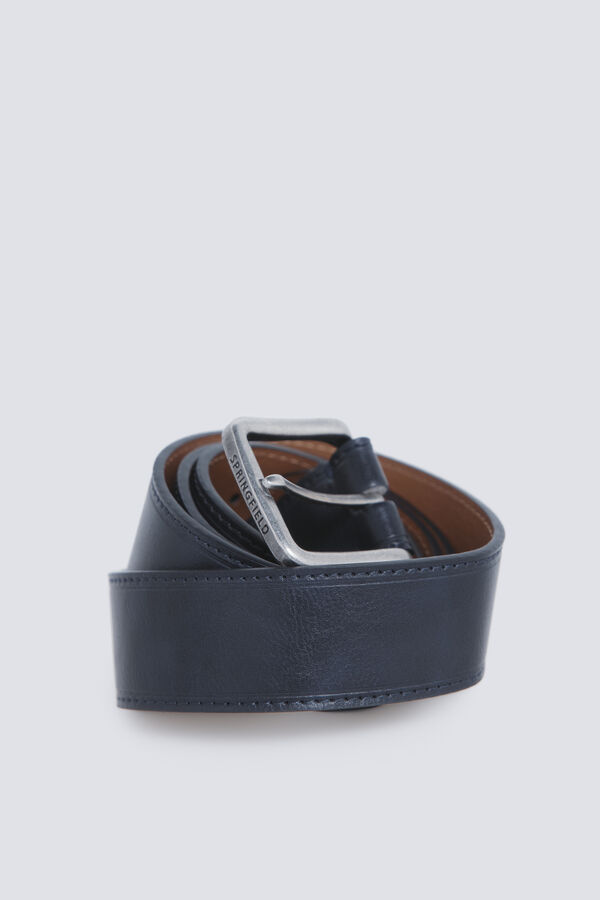 Springfield Leather-effect belt with topstitching blue