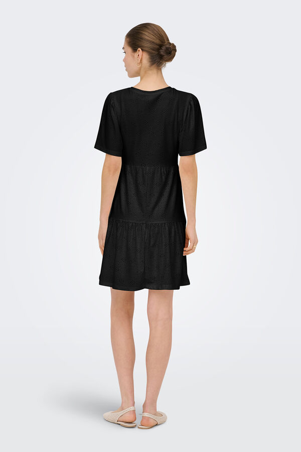 Only Kurzes Kleid mit Lochmuster Schwarz