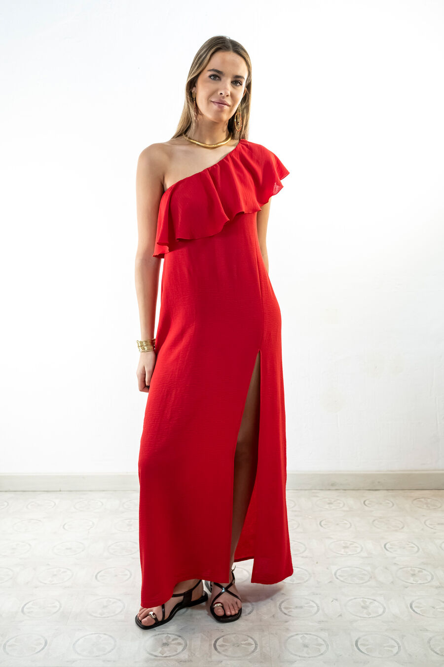 Vestido largo asimétrico