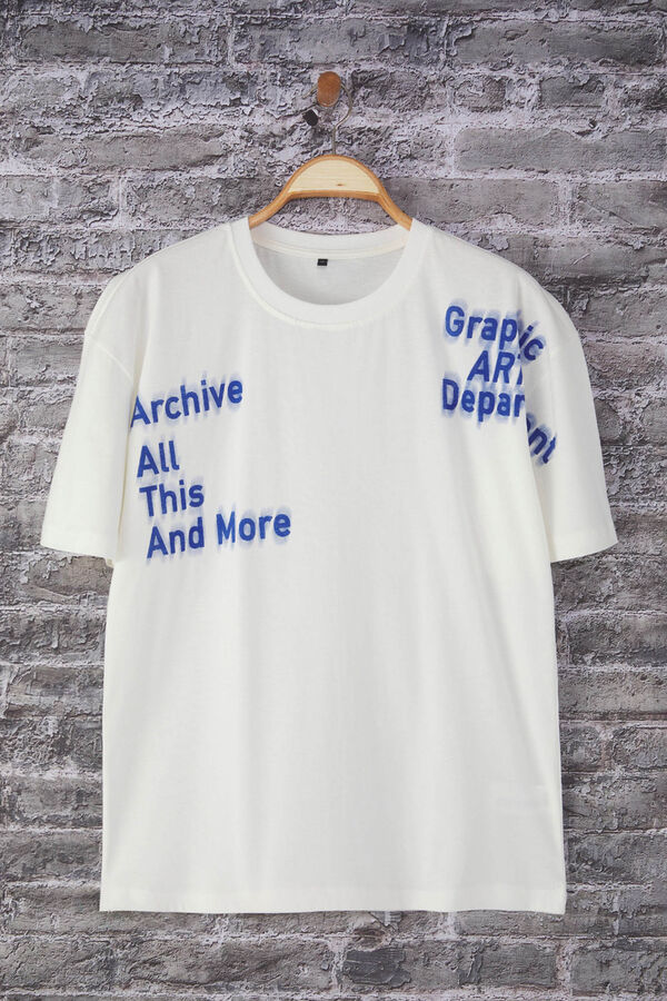 Trendyol Camiseta oversize manga corta marfil