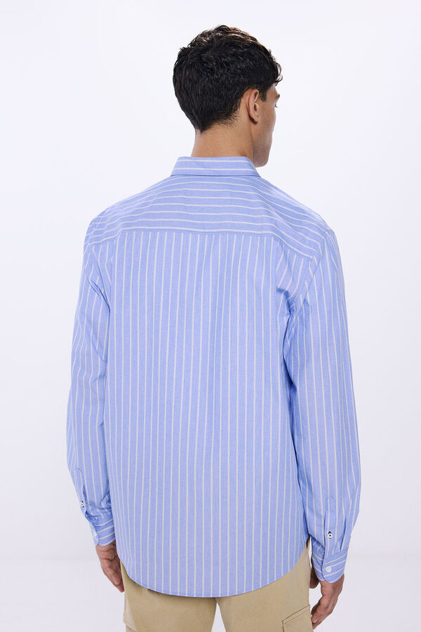 Springfield striped poplin shirt blue