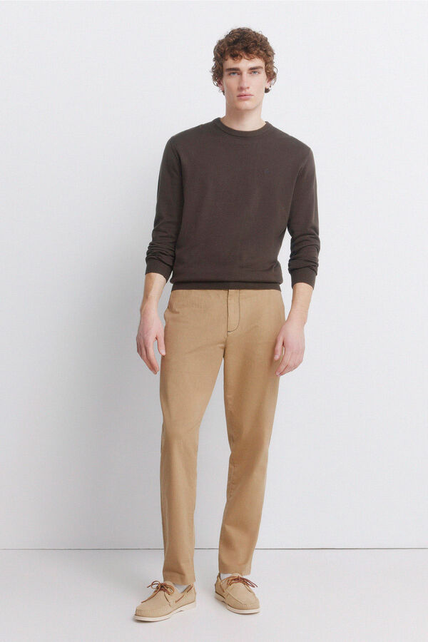 Springfield Slim fit comfort structured trouser brown