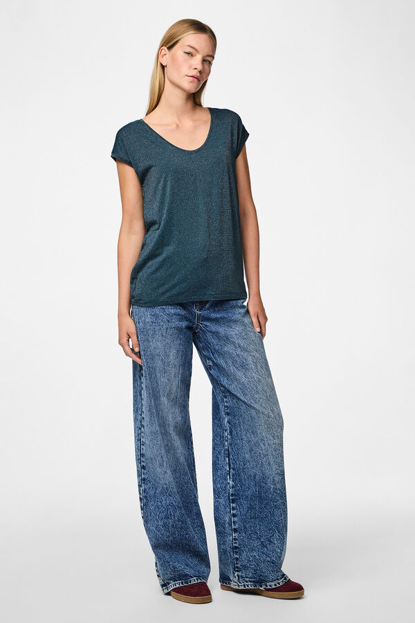 Pieces Camiseta lurex pico azul
