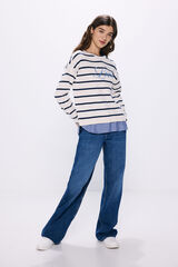 Springfield Cotton-combined "Love" sweater blue