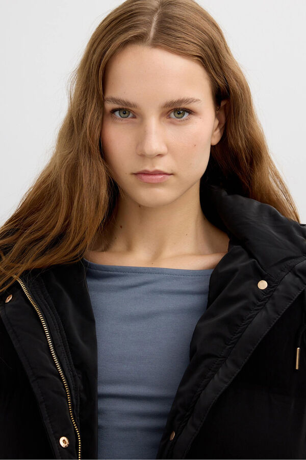 Inside Anorak acolchoado com capuz preto