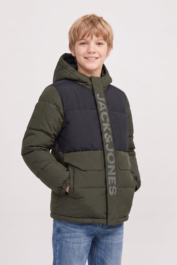 Jack & Jones Junior Puffer jacket with hood green