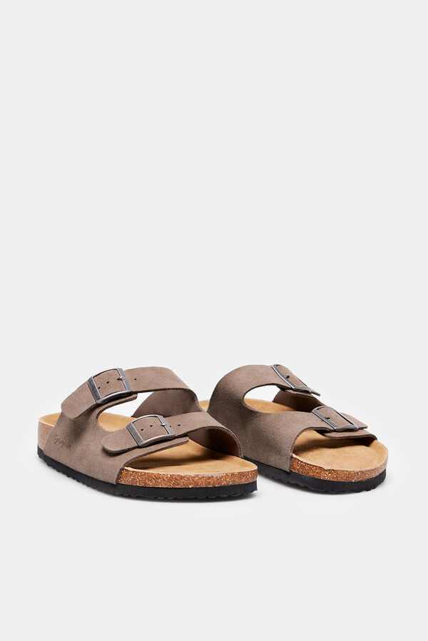 Springfield Split leather sandal with buckles camel