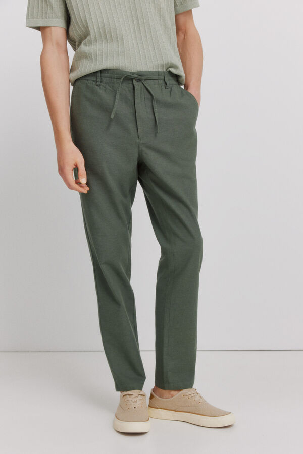 Springfield Linen comfort fit chinos printed