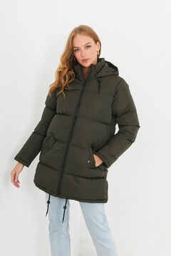 Springfield Quilted puffer jacket with hood dark gray