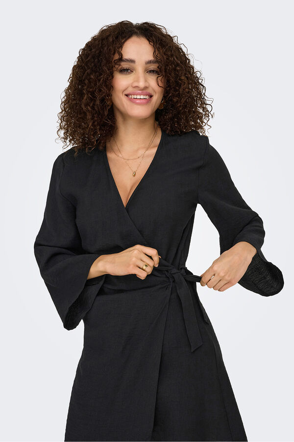 JDY Vestido corto cruzado negro