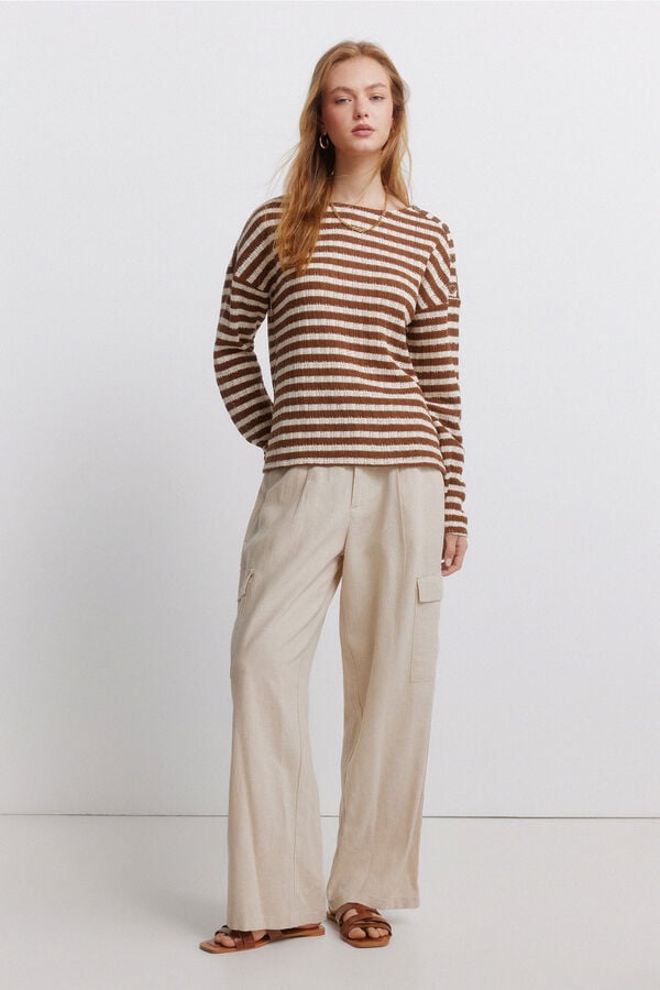Springfield Button-detail link structure jumper nude