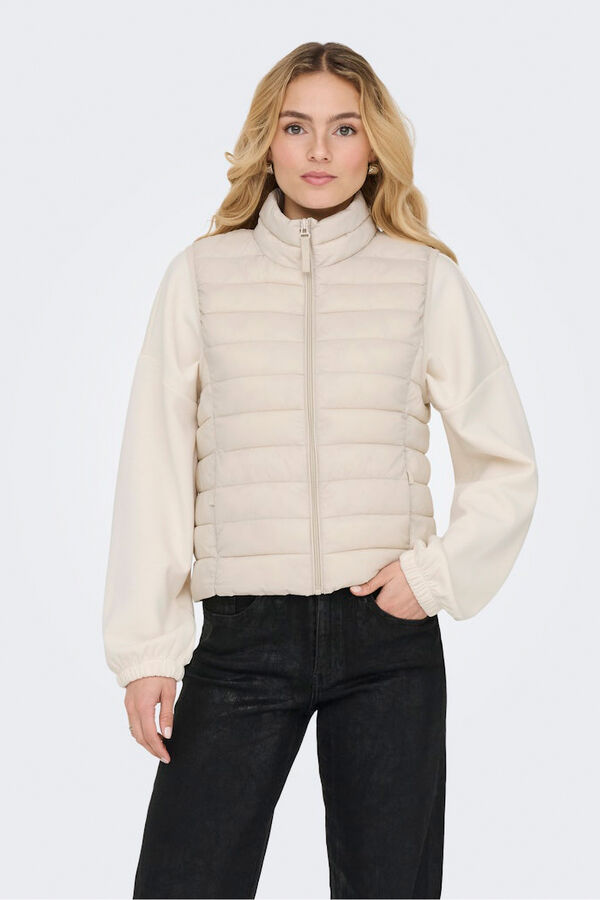 Only Chaleco acolchado cremallera beige