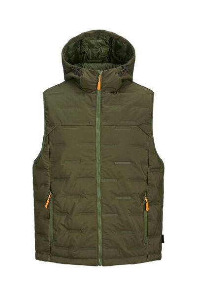 Springfield Quilted hooded gilet dark green