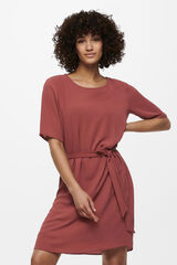 Springfield Mini dress with 2/4 sleeves and round neck brick