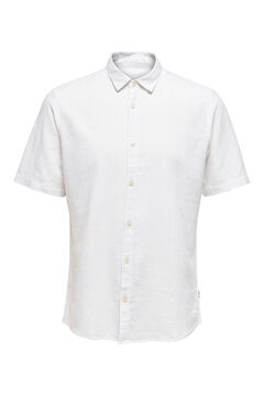 Springfield Camisa de manga curta em linho branco