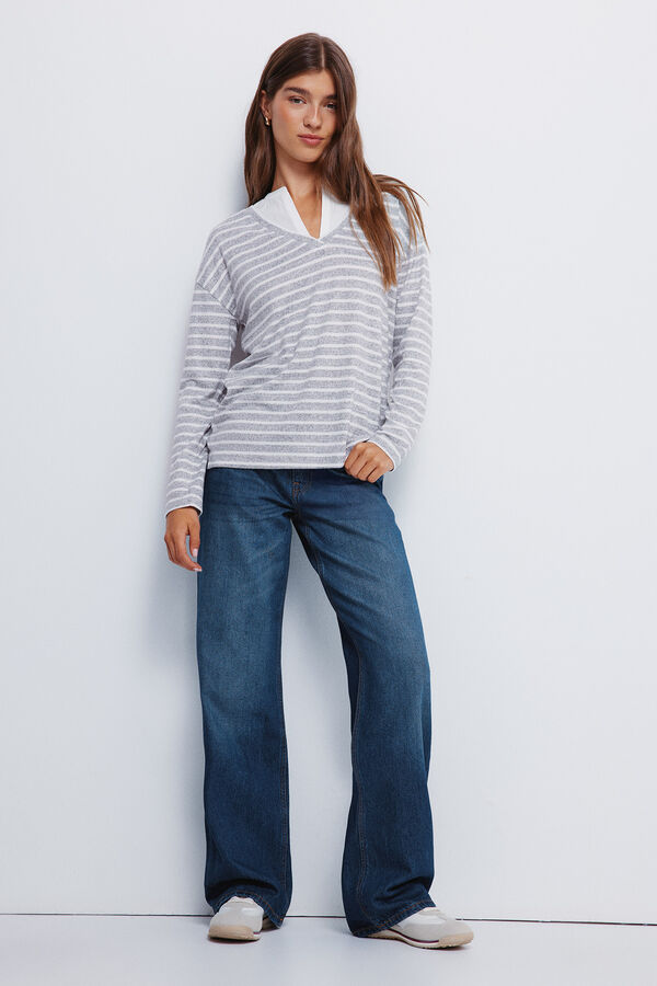 Springfield Combined neck T-shirt grey