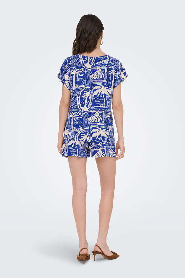 JDY Short fluido estampado azul