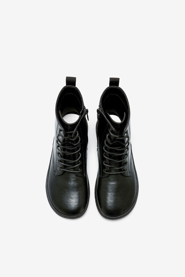 MTNG Botines barefoot militares con suela plana negro