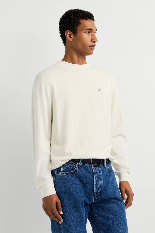 Pepe Jeans Round neck jumper with logo beige