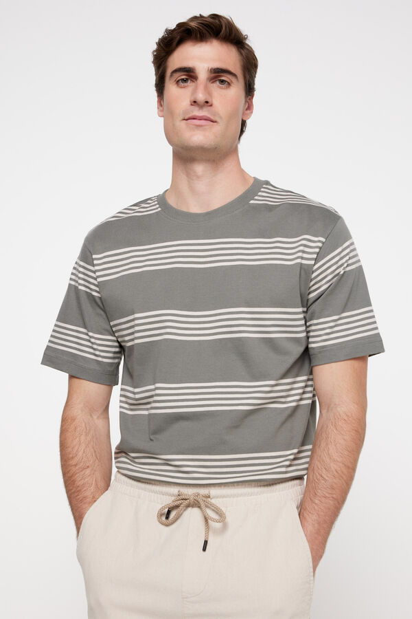 Springfield Striped print T-shirt gray