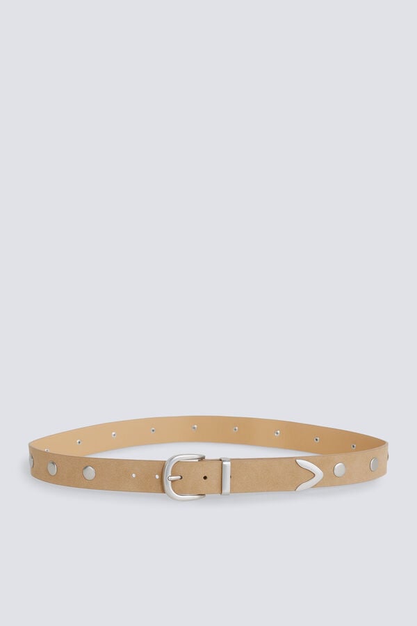 Springfield Studded suede belt brown