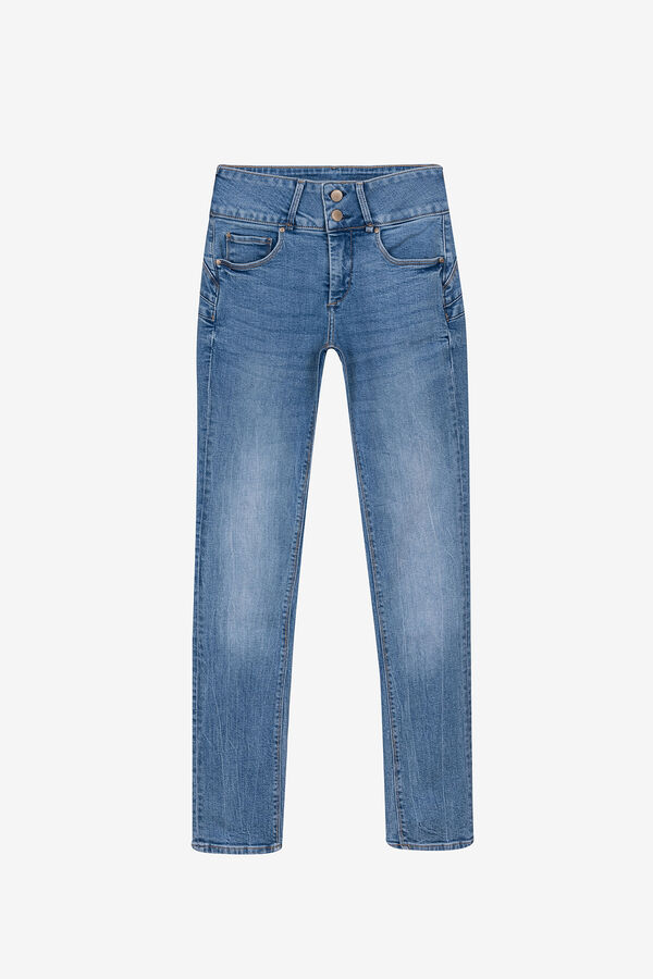 Springfield Double-up Slim High-Rise Jeans čeličnoplava