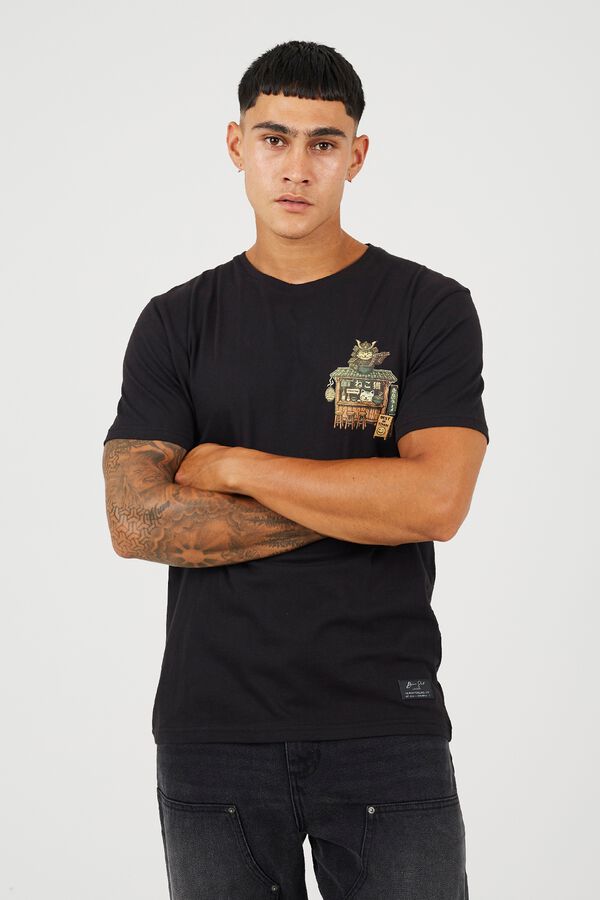 Brave Soul Camiseta manga corta print oriental negro