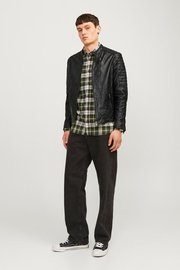 Jack & Jones Leather biker jacket black