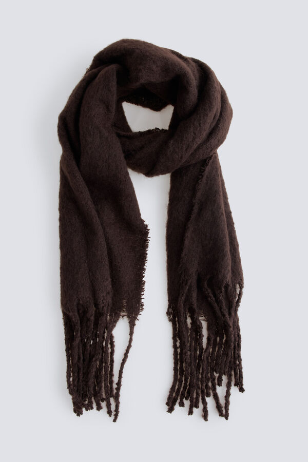 Springfield Plain scarf with tassels brown