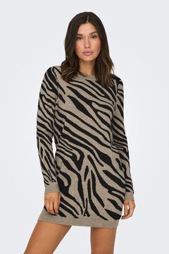Only Vestido corto de punto animal print