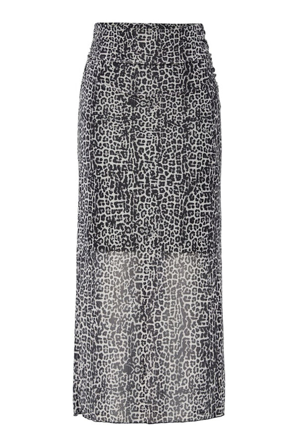 Pieces Animal print sheer skirt with lining sz&uuml;rke