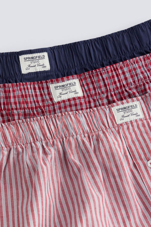 Springfield Printed poplin 3-pack boxers burgundy