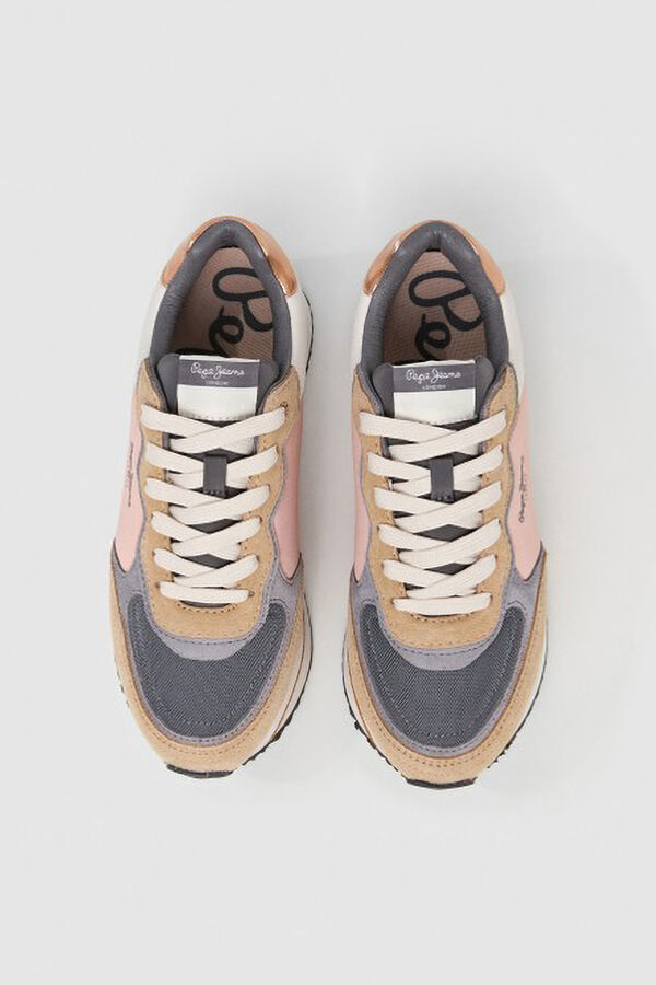 Pepe Jeans suede and glitter sneakers mink