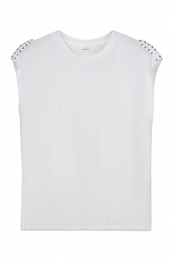Springfield Camiseta tachas b&aacute;sica blanco