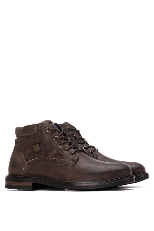 Refresh Faux leather lace-up ankle boot brown