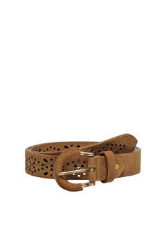 Springfield Die-cut leather belt brown