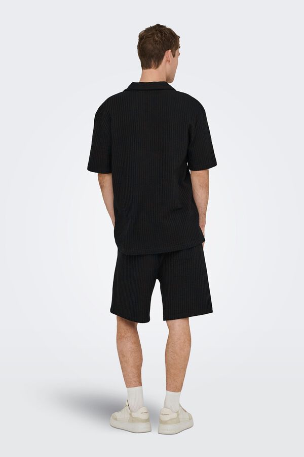 Only & Sons Textured Bermuda shorts black