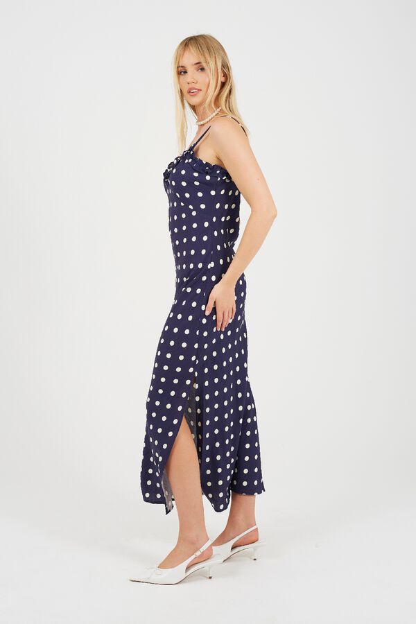 Brave Soul Polka-dot long dress blue