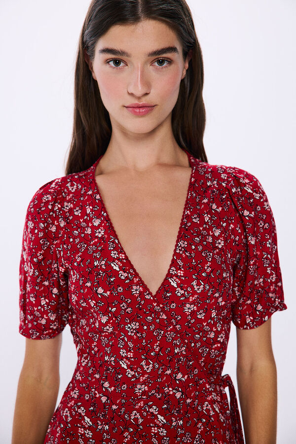 Springfield Short printed wrap dress red