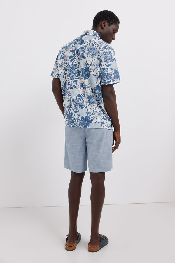 Springfield Bermude od chambray tkanine udobnog slim fit kroja Plava