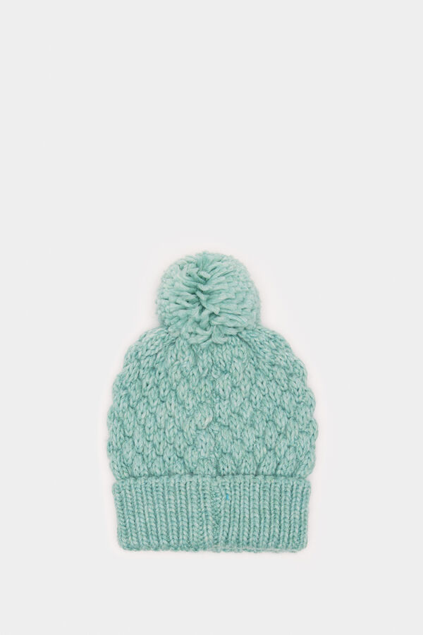 Springfield Rice Stitch Knit Pompom Hat zelena