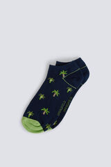 Springfield Palm print ankle sock blue