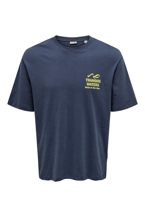 Only & Sons T-shirt front and back drawing blue