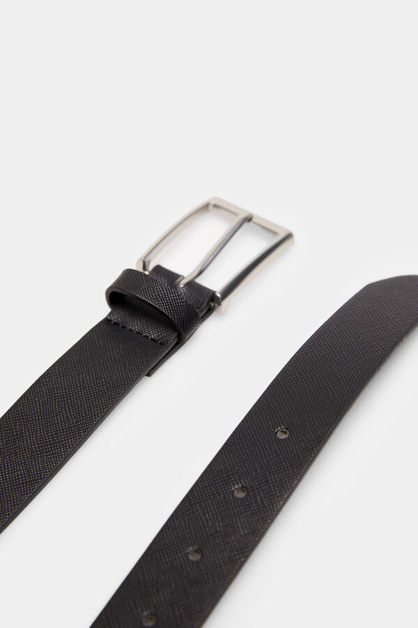 Springfield Embossed saffiano leather-effect belt black