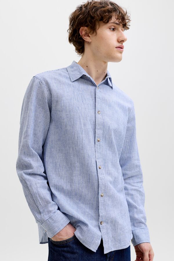 Jack & Jones Camisa regular fit lino azul