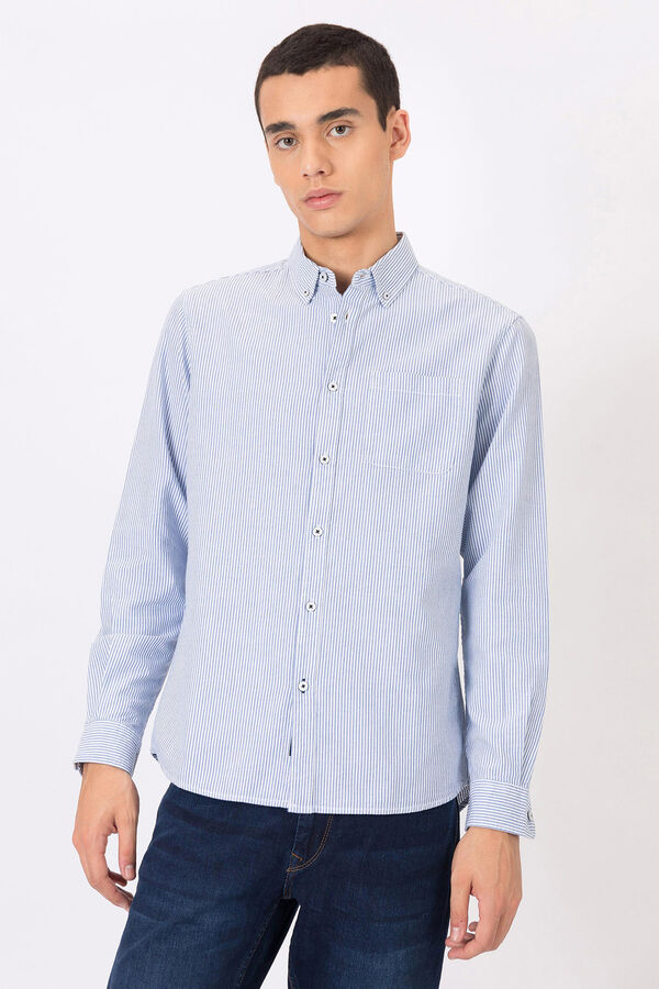 Tiffosi Regular Fit Oxford Striped Shirt blue