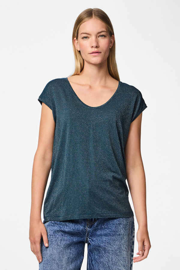 Pieces Camiseta lurex pico azul